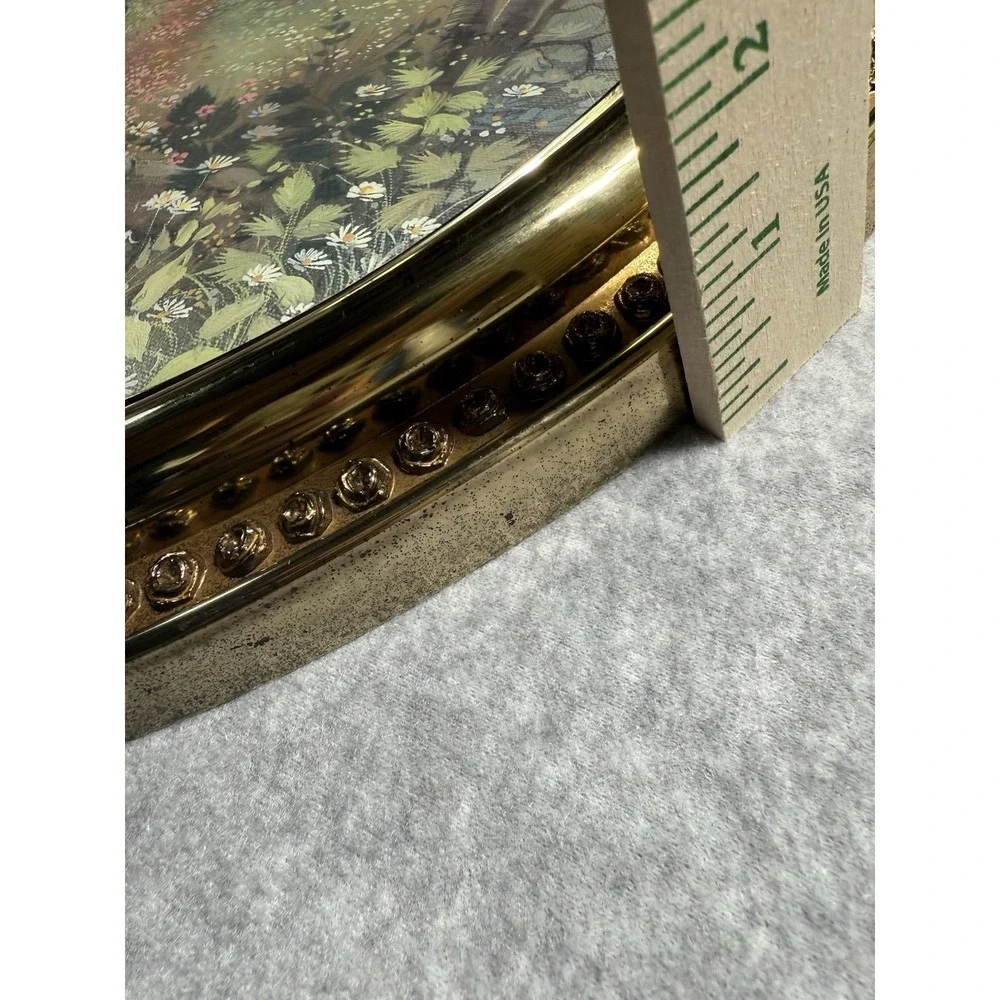 Vintage Syroco 1982 Oval Gold Plastic Picture Frame Cottage In Forest Birch Tree